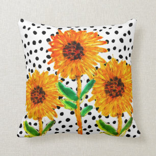 Coussin coloré de tournesol d'aquarelle
