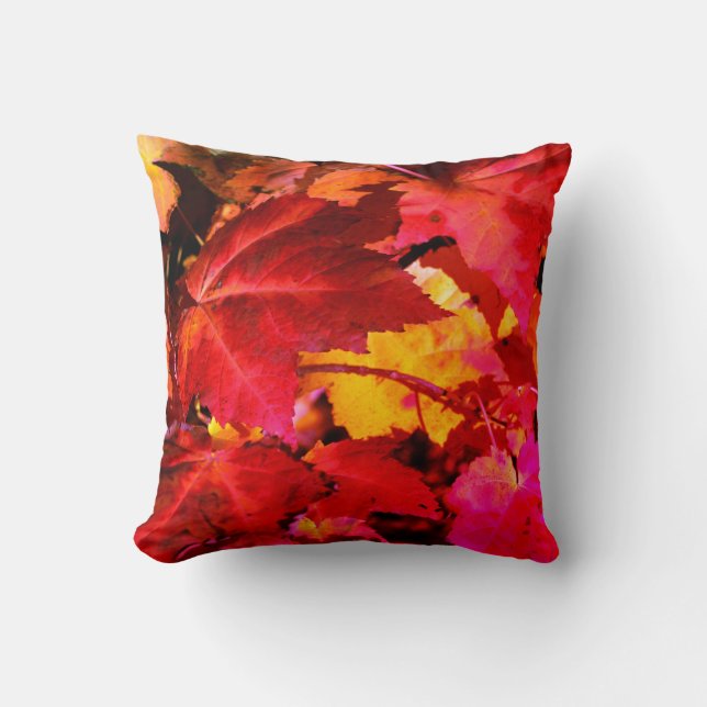 Coussin Coloré élégant rose rouge orange automne Feuilles (Recto)