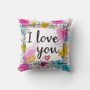 Coussin Coloré "Je t'aime" Jetez l'oreiller