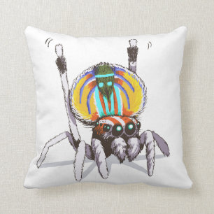 Coussin coloré mignon d'art de dessin d'araignée