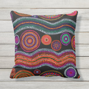 Coussin Coloré Moderne Australien Dot Art Tribal Motif