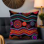 Coussin Coloré Moderne Australien Dot Art Tribal Motif<br><div class="desc">Ce design moderne présente un motif à points tribaux peints en couleur orange vif,  violet,  vert,  turquoise et blanc sur un arrière - plan noir #tribal #australian #australia #throwpillows #coussins #décoration #décoration #maison #intérieurs #coussins #style #tendance</div>