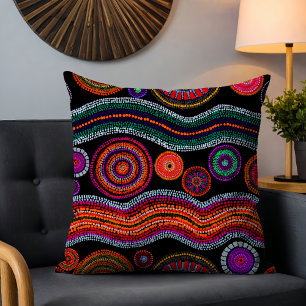 Coussin Coloré Moderne Australien Dot Art Tribal Motif