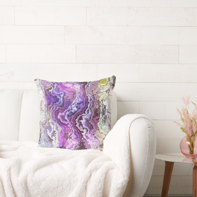 Coussin Coloré moderne Eclectique violet bleu jaune (Canapé)