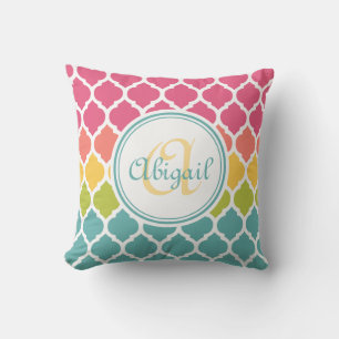 Coussin Coloré Monogramme Marocain Motif de treillis