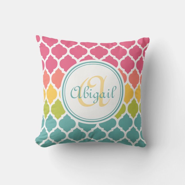 Coussin Coloré Monogramme Marocain Motif de treillis (Recto)