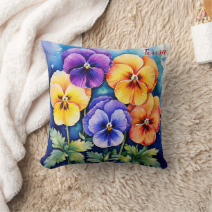 Coussin Coloré Pansy Février Fleur de naissance Personnali