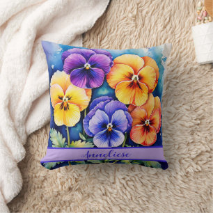 Coussin Coloré Pansy Février Fleur de naissance Personnali