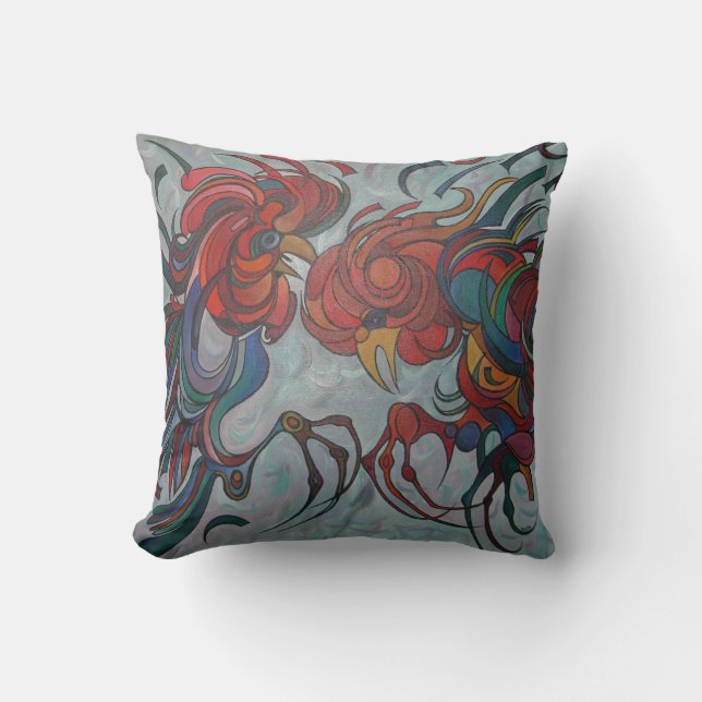 Coussin Coloré Roosters de la ferme (Recto)