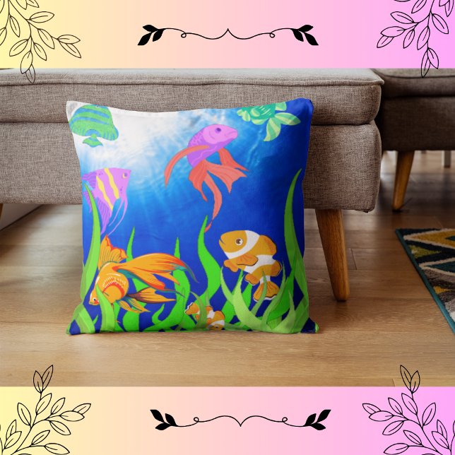 Coussin Coloré Sous Les Poissons Océaniques (Créateur téléchargé)
