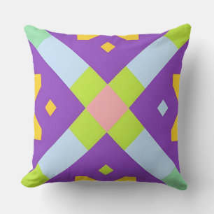 Coussin Coloré Violet Vert Géométrique X Abstrait