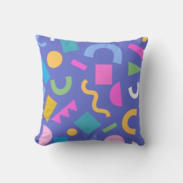 Coussin Colorful Abstract Geometric Memphis Style Pattern (Recto)