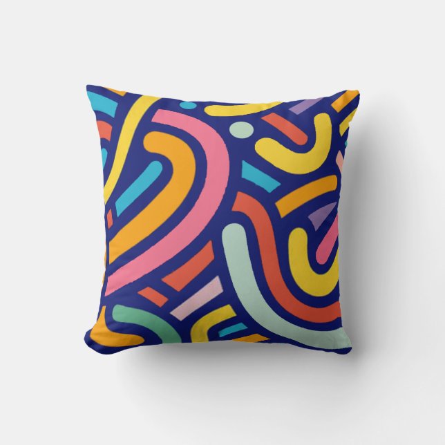 Coussin Colorful Abstract Lines Pillow (Recto)