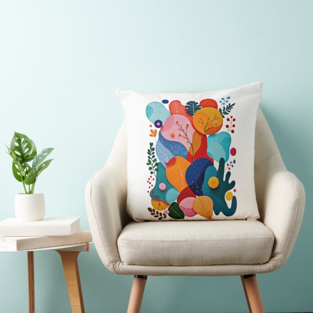 Coussin Colorful Abstract Organic Shapes Boho Floral (Chaise)