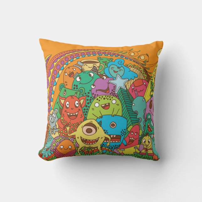 Coussin Colorful Cartoon Monster (Recto)