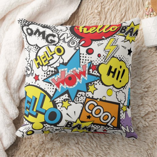 Coussin Colorful Comic Pop Art Speech Bubble Pattern (Couverture)