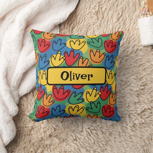 Coussin Colorful Dinosaur Footprints (Couverture)