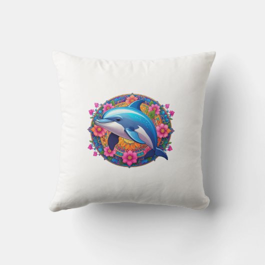 Coussin Colorful Dolphin Mandala Art (Verso)