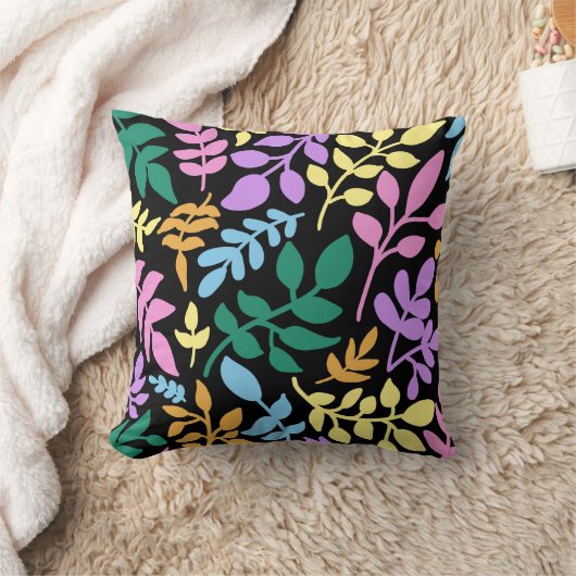 Coussin Colorful foliage in black background (Couverture)