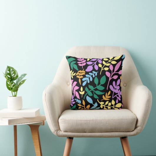 Coussin Colorful foliage in black background (Chaise)