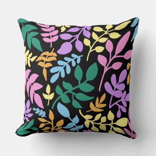Coussin Colorful foliage in black background (Recto)