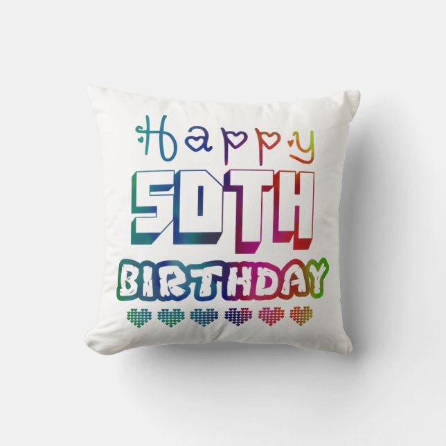 Coussin colorful gradient Happy 50th birthday (Recto)