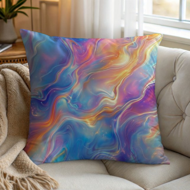 Coussin Colorful opal swirly flowing marble texture (Créateur téléchargé)