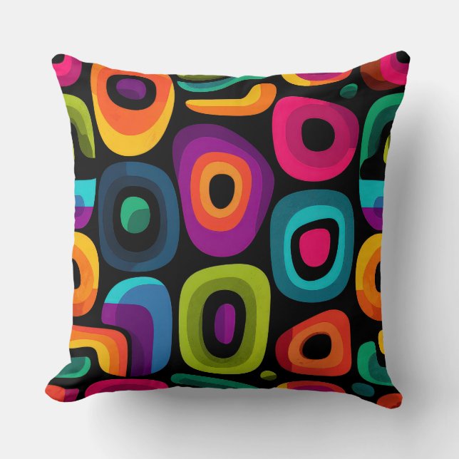 Coussin Colorful Retro Abstract Geometric Pattern Throw Pi (Recto)