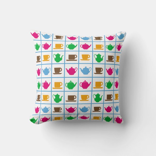 Coussin Colorful teapots (Recto)