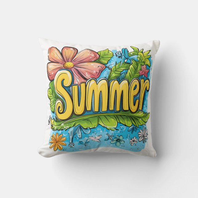 Coussin Colorful Tropical "Summer" Decorative Pillow (Recto)