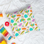 Coussin Colorful Umbrellas with Clouds and Raindrops