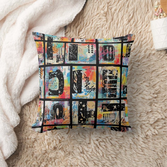 Coussin Colorful Urban Graffiti Pattern (5) (Couverture)
