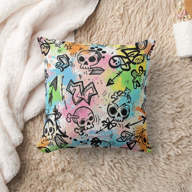Coussin Colorful Urban Graffiti Pattern (6) (Couverture)