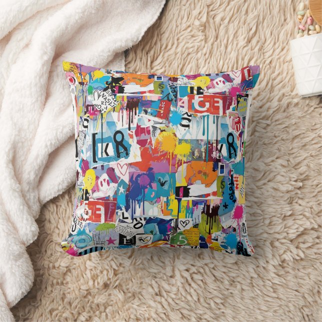 Coussin Colorful Urban Graffiti Pattern (8) (Couverture)