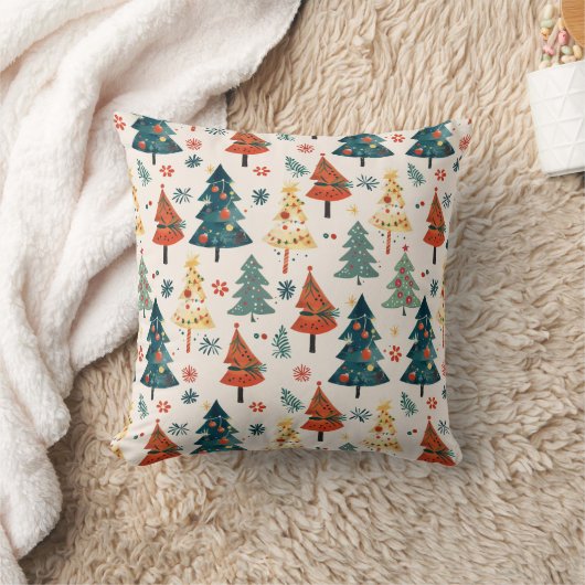 Coussin Colourful Christmas Pine Trees Seamless Pattern (Couverture)