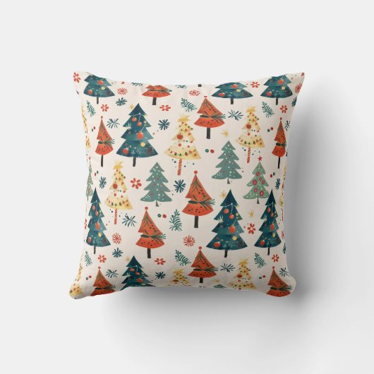 Coussin Colourful Christmas Pine Trees Seamless Pattern (Verso)