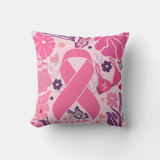 Coussin Combattante du Ruban Rose pour la Sensibilisation
