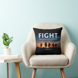 Coussin Combattre le bon combat de la foi Bible chrétienne