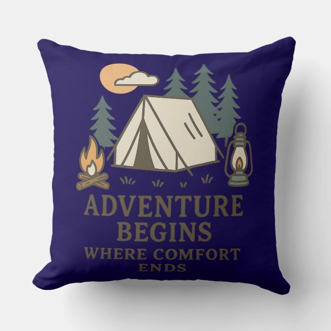 Coussin Comfort Ends | Rustic Camping Quote Throw Pillow (Recto)