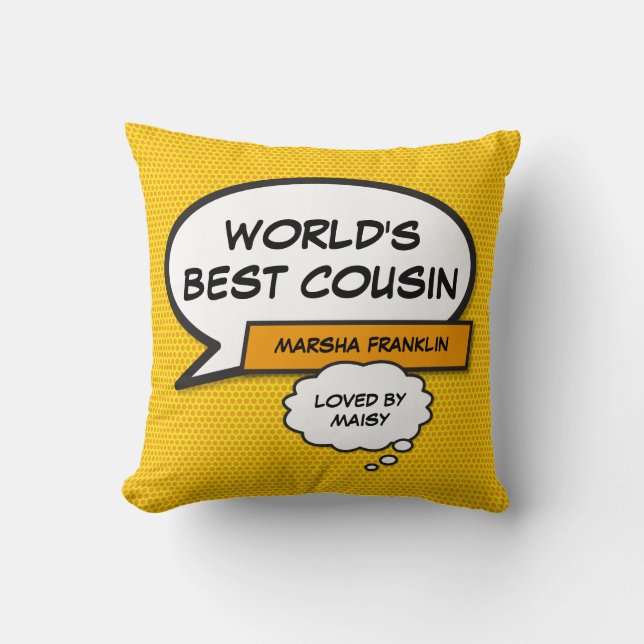 Coussin Comique Cool moderne pour le meilleur cousin du mo (Recto)