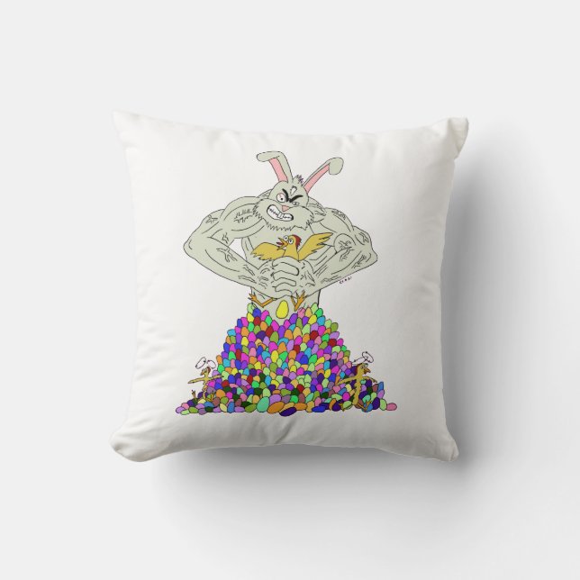 Coussin Comment le lapin de Pâques obtient ses oeufs (Recto)