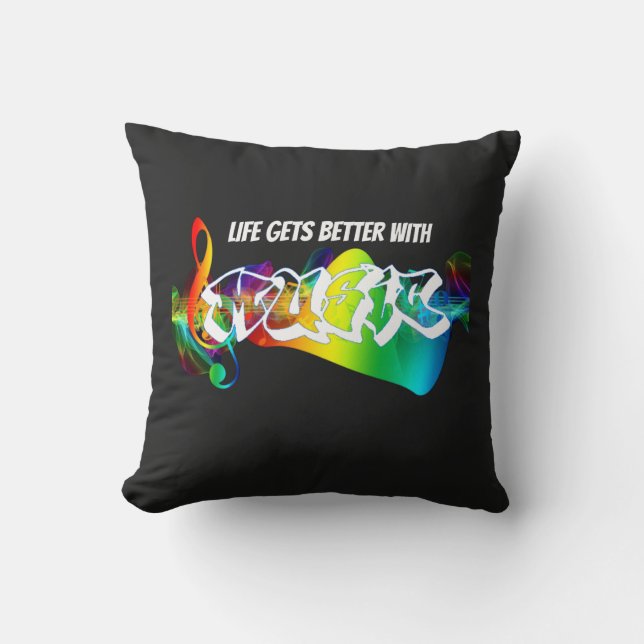Coussin Communiqués de musique vintages (Recto)