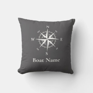 Coussin Compas nautique -personnalisez le nom du bateau