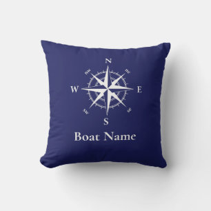 Coussin Compas nautique -personnalisez le nom du bateau