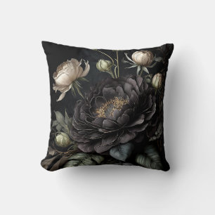 Coussin Composition de rose gothique Fleur noire