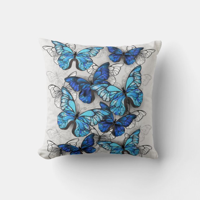 Coussin Composition des papillons blancs et bleus (Recto)
