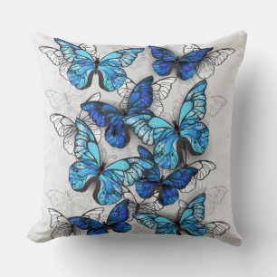 Coussin Composition des White and Blue Butterflies