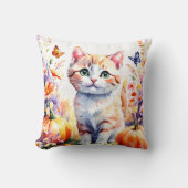 Coussin Composition fleur sauvage d'automne, avec chaton (Recto)