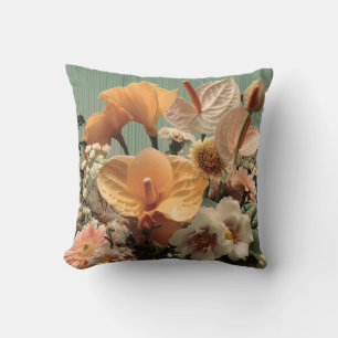 Coussin Composition florale d'anthurium et de fleurs tropi
