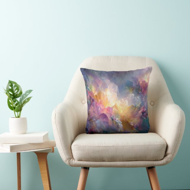 Coussin Composition florale pastel abstraite lumineuse (Chaise)